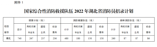 湖北740人！ 关于国家综合性消防救援队伍2022年面向社会招录消防员的公告LP